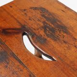 Vintage square wooden stool with handle, Belgium ca. 1920