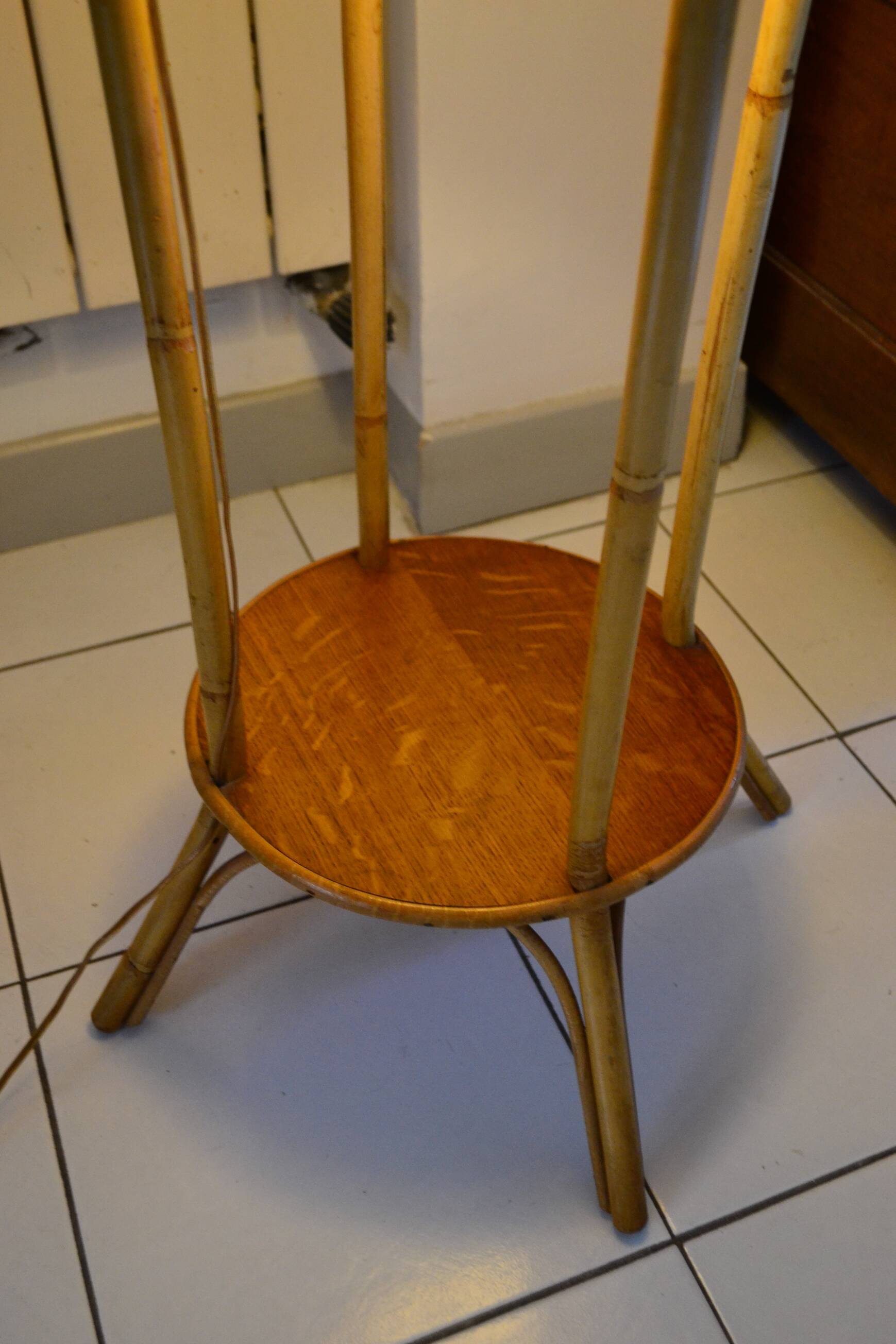 Bamboo rattan floor lamp from the 1960s in the Audoux Minet style.