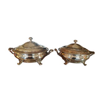 Pair of old silver metal vegetables
