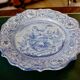 Large blue faience plate from Savona, Italy, 48 cm in diameter.