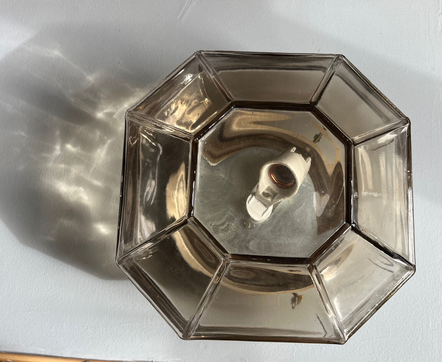 Italian smoked glass ceiling light Space Age