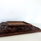 Cadre ancien sculpté à la main en bois de cèdre 21,5 cm x 19 cm