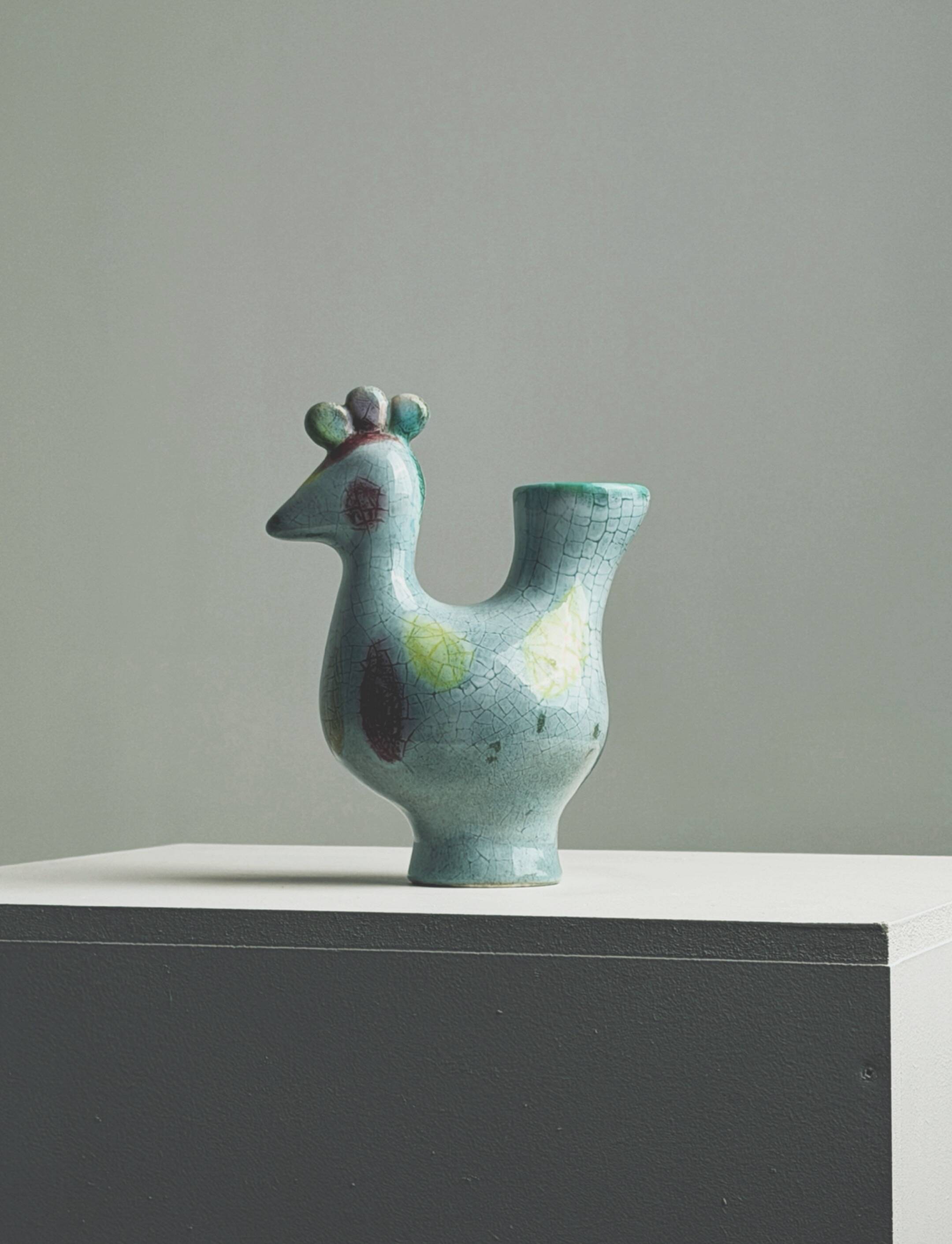 Zoomorphic ceramic vase, France, circa 1960.