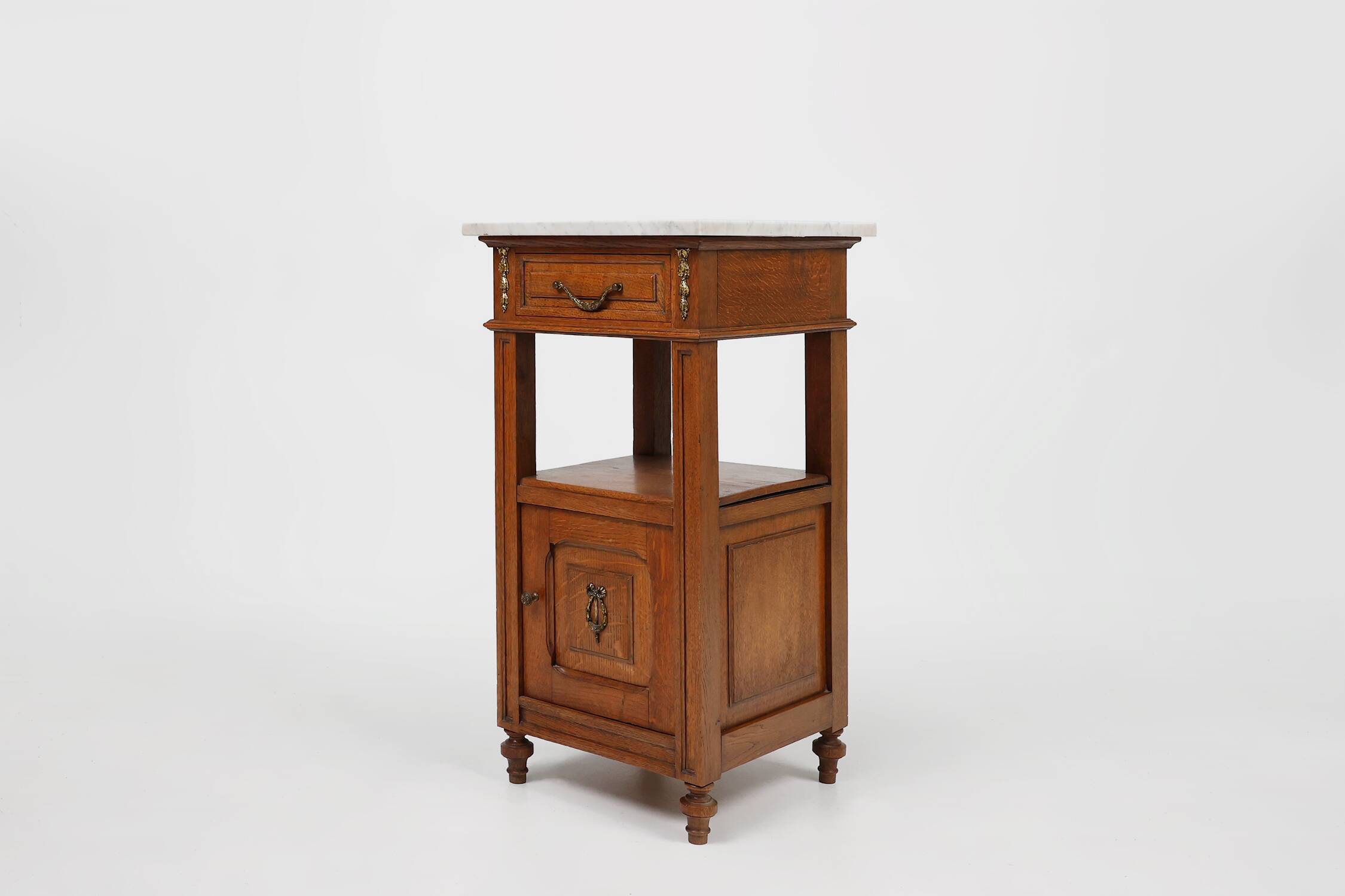 Art Deco nightstand with a Carrara marble top, France ca. 1910