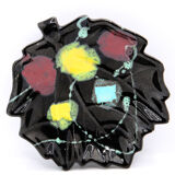 Pocket cup black ceramic sheet and abstract colored patterns fifties sixties