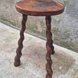 Turned wooden tripod stool
