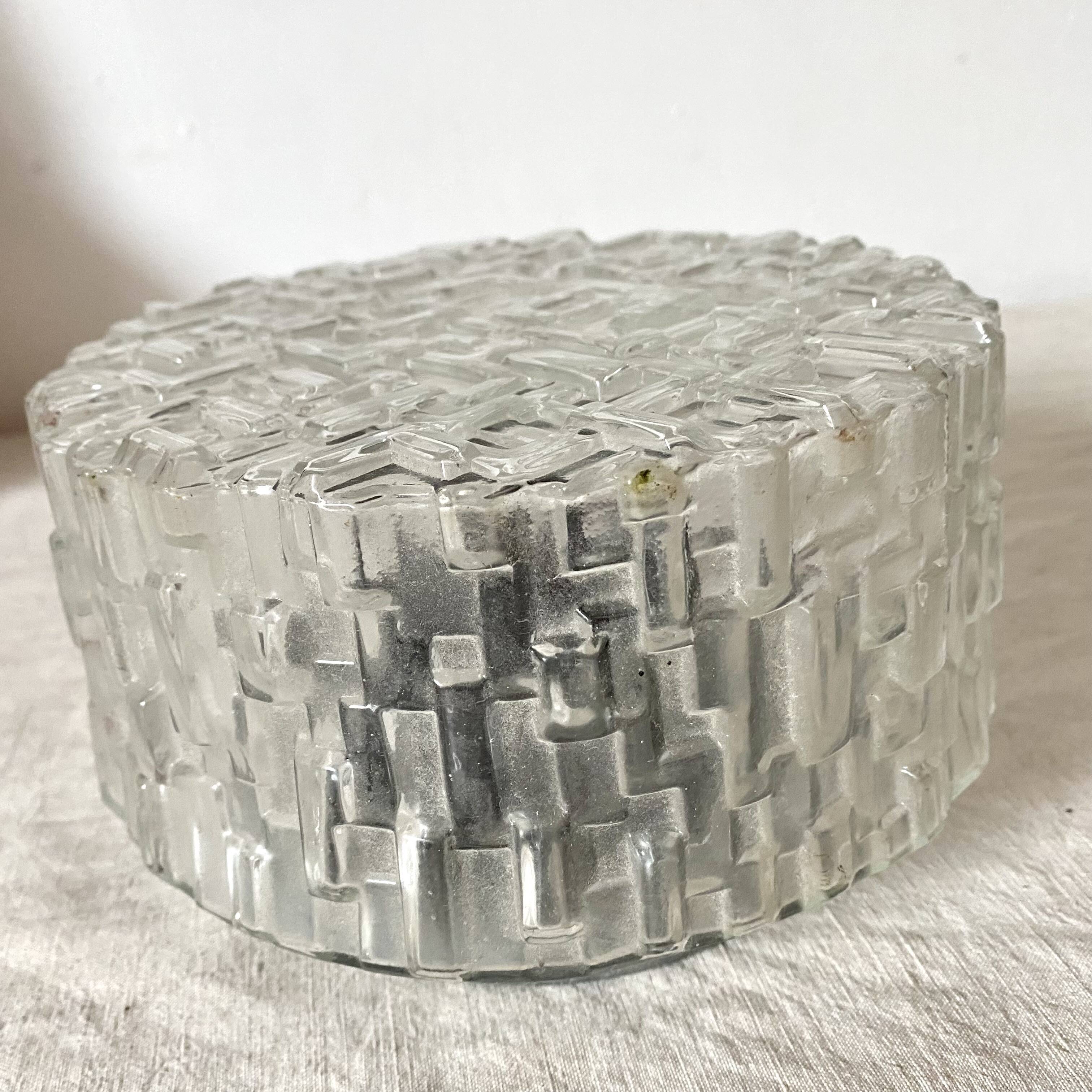 Vintage round ceiling light in molded glass