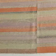 Salmon & Pink Mid Cenyury Modern Kilim Rug, Vintage Striped Boho Carpet