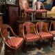 Suite of 6 gondola chairs in solid mahogany period early nineteenth Restoration