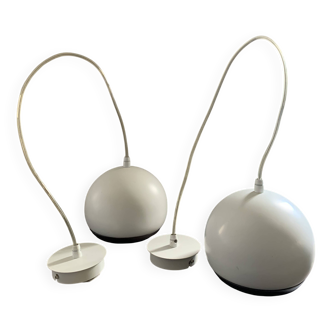 Pair of white ball suspension lights
