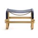 Footrest in Aged Brass and Natural Leather, Contemporary Style