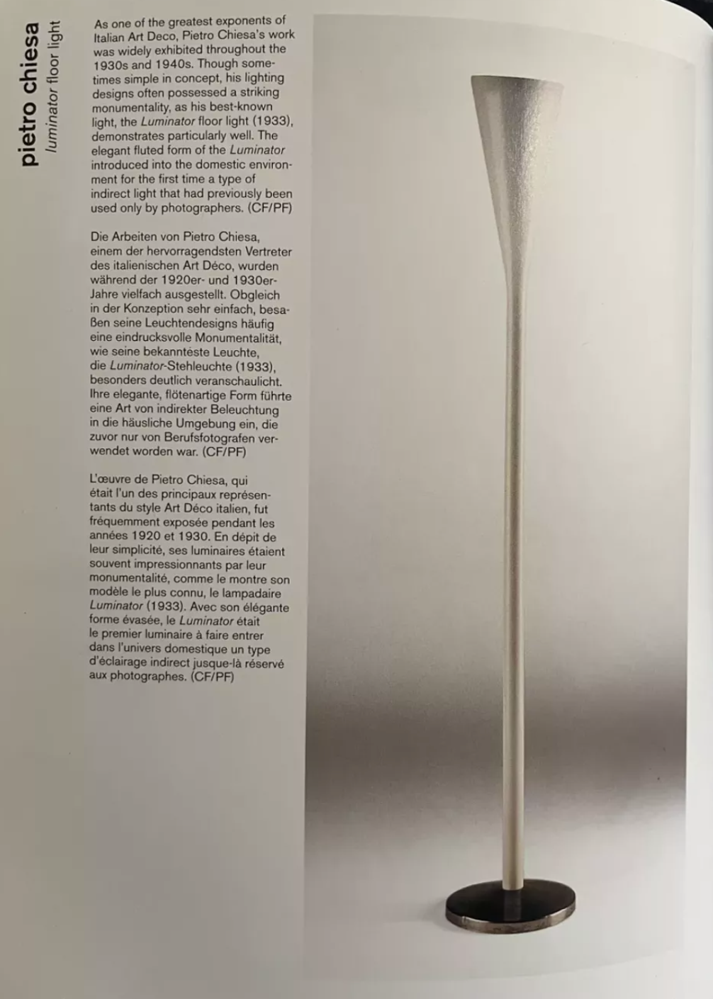 Vintage floor lamp "Luminator" Pietro Chiesa for Fontana Arte