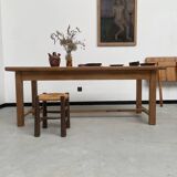 Solid pine table with its extension, 1950s