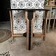 Esmée Art Deco side table, wood, black and grey