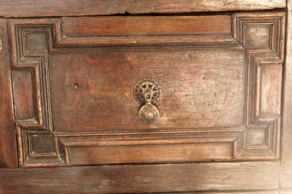 English chest of drawers; Charles II period, oak