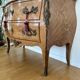 Louis XV style curved chest of drawers with floral marquetry and marble top