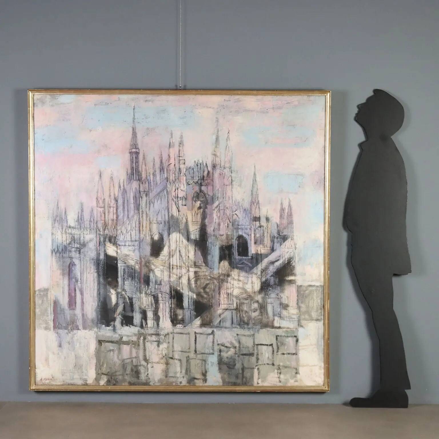 Contemporary painting signed Attilio Rossi, oil on canvas, 1980s.
