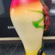 vintage vase glass gradient red yellow relief flower 22cm