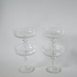 set of 4 very large champagne glasses in engraved crystal 1950 12 x 11 cm