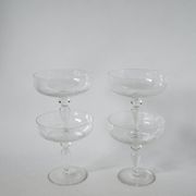 set of 4 very large champagne glasses in engraved crystal 1950 12 x 11 cm