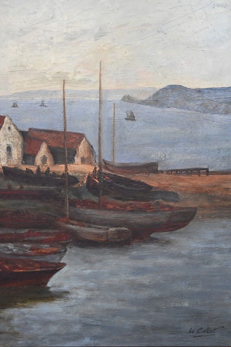 Painting "The Port of Camaret", oil on canvas, signed H. Callot – early 20th century