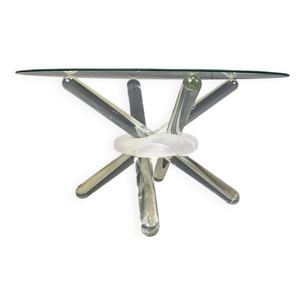 Table basse Arlequin en verre de Murano par Maurice Barilone, années 1980