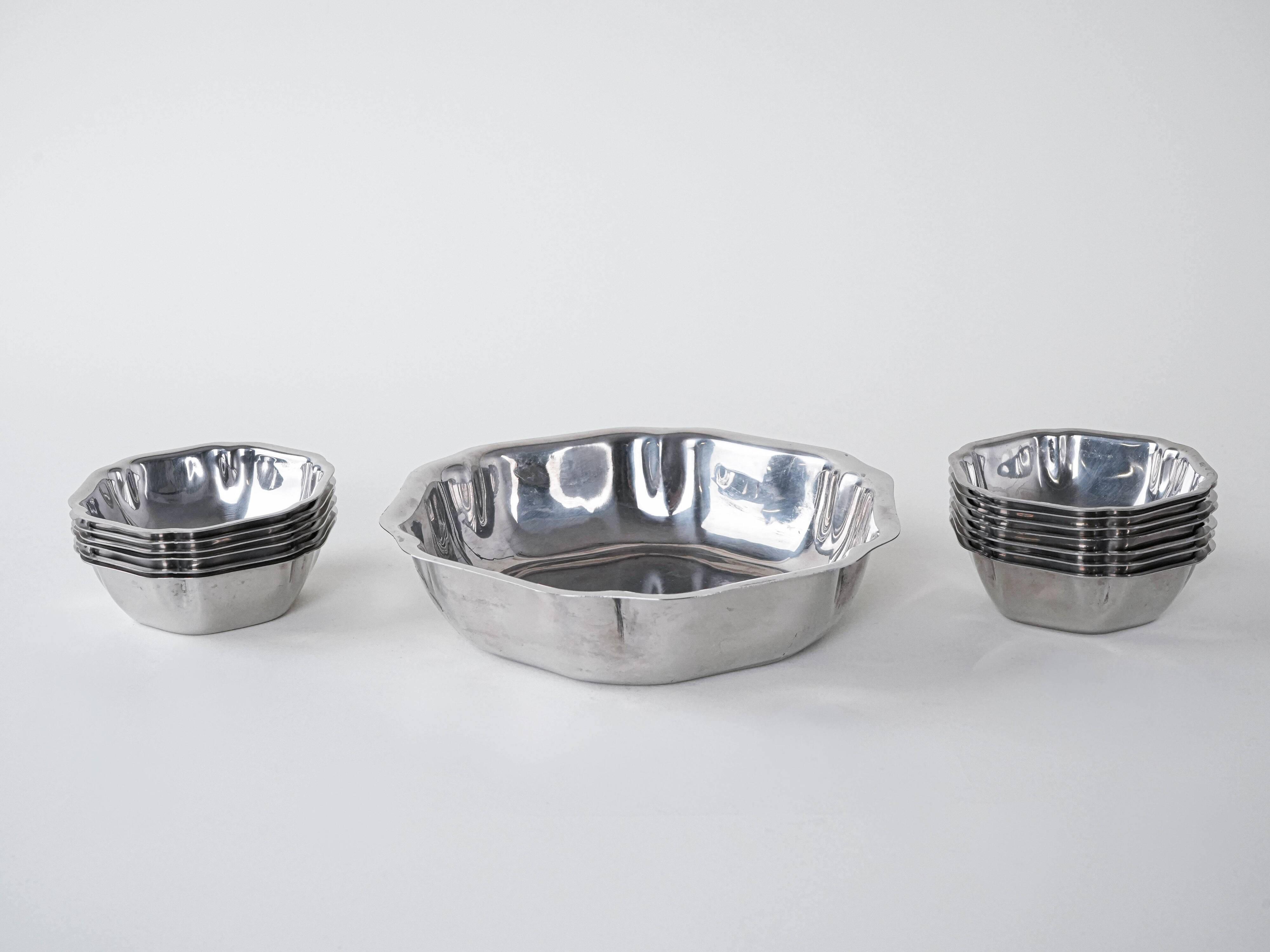 Set of stainless steel bowls, Italian design, 1980s, made in Italy