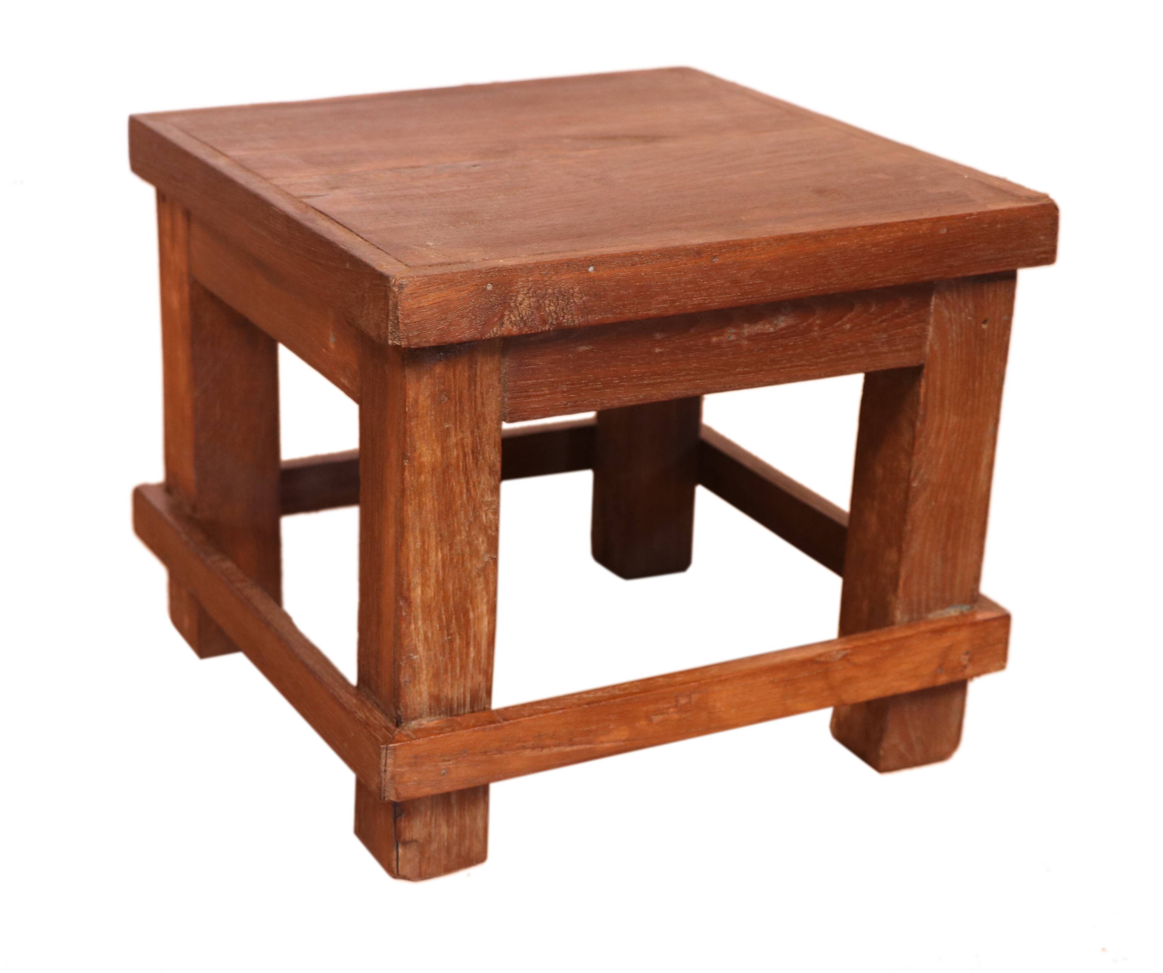 Old small Burmese teak workshop bedside table