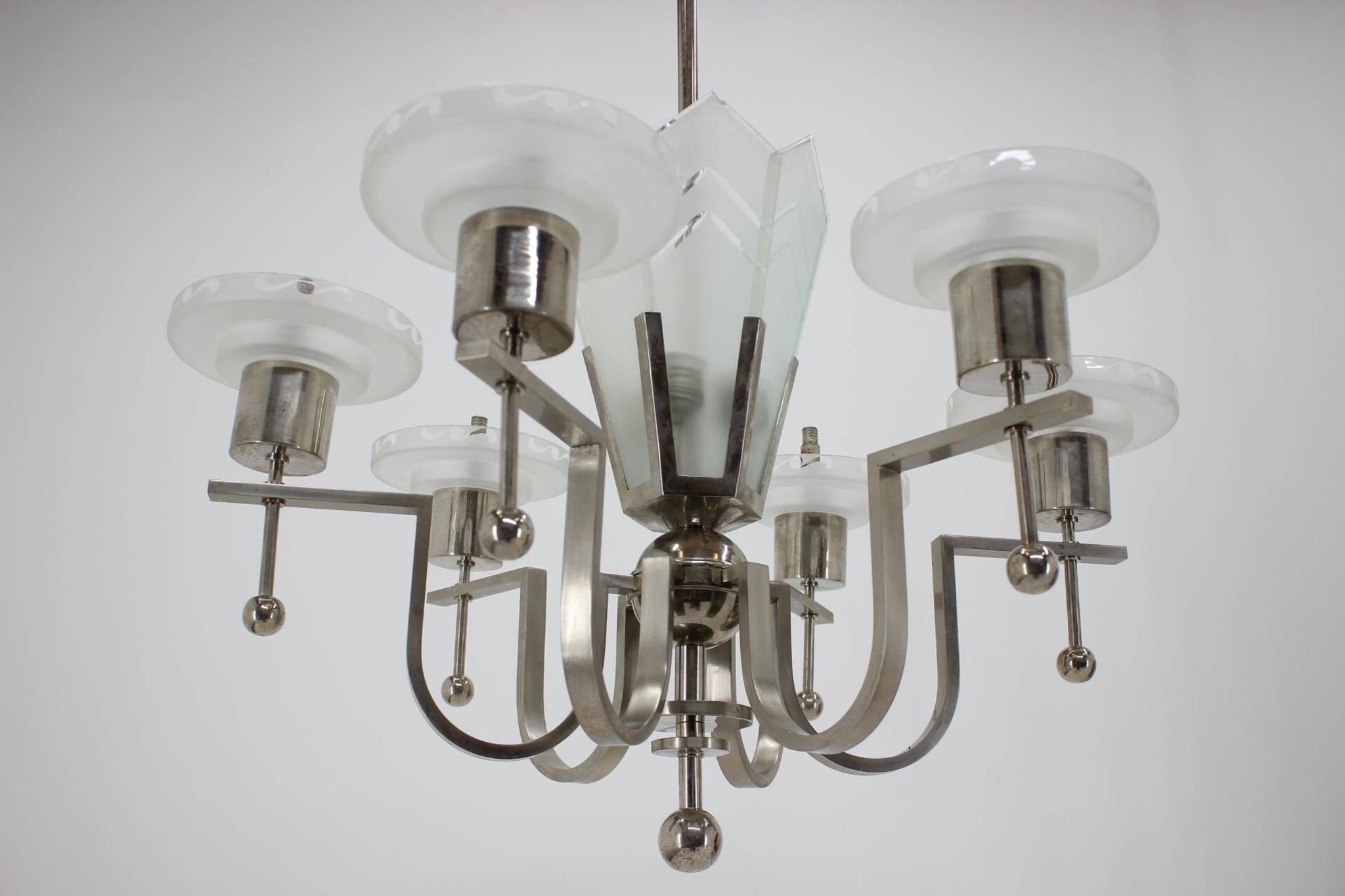 Large Bauhaus chrome pendant, 1930s / Functionalism
