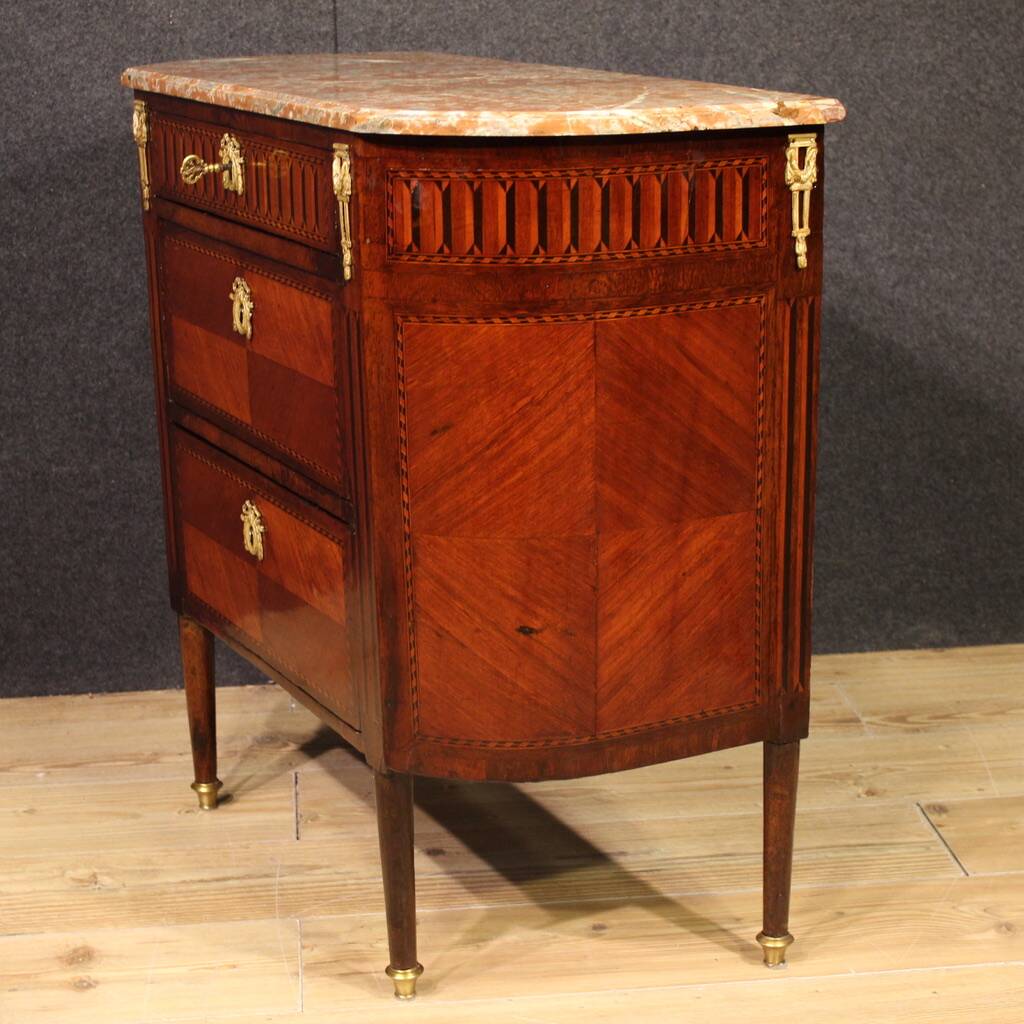 Petite commode française Napoléon III du XIXe siècle avec dessus en marbre