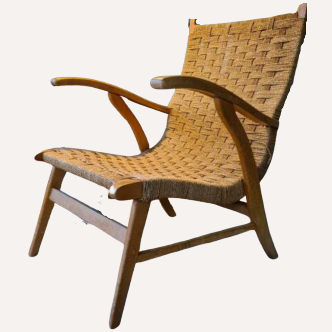Rope cord rush armchair by Bas van Pelt for Vroom & Dreesman, ca 1950s