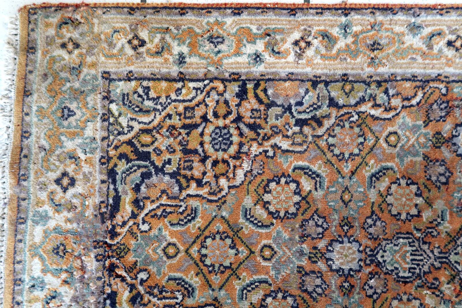 Tapis Vintage Indo-Tabriz en Laine (60cm x 177cm), Années 1970