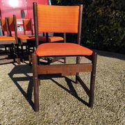6 chaises vintage bois et tissu orange
