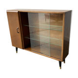 Bibliothèque vintage du milieu du siècle avec portes coulissantes en verre par Turnidg