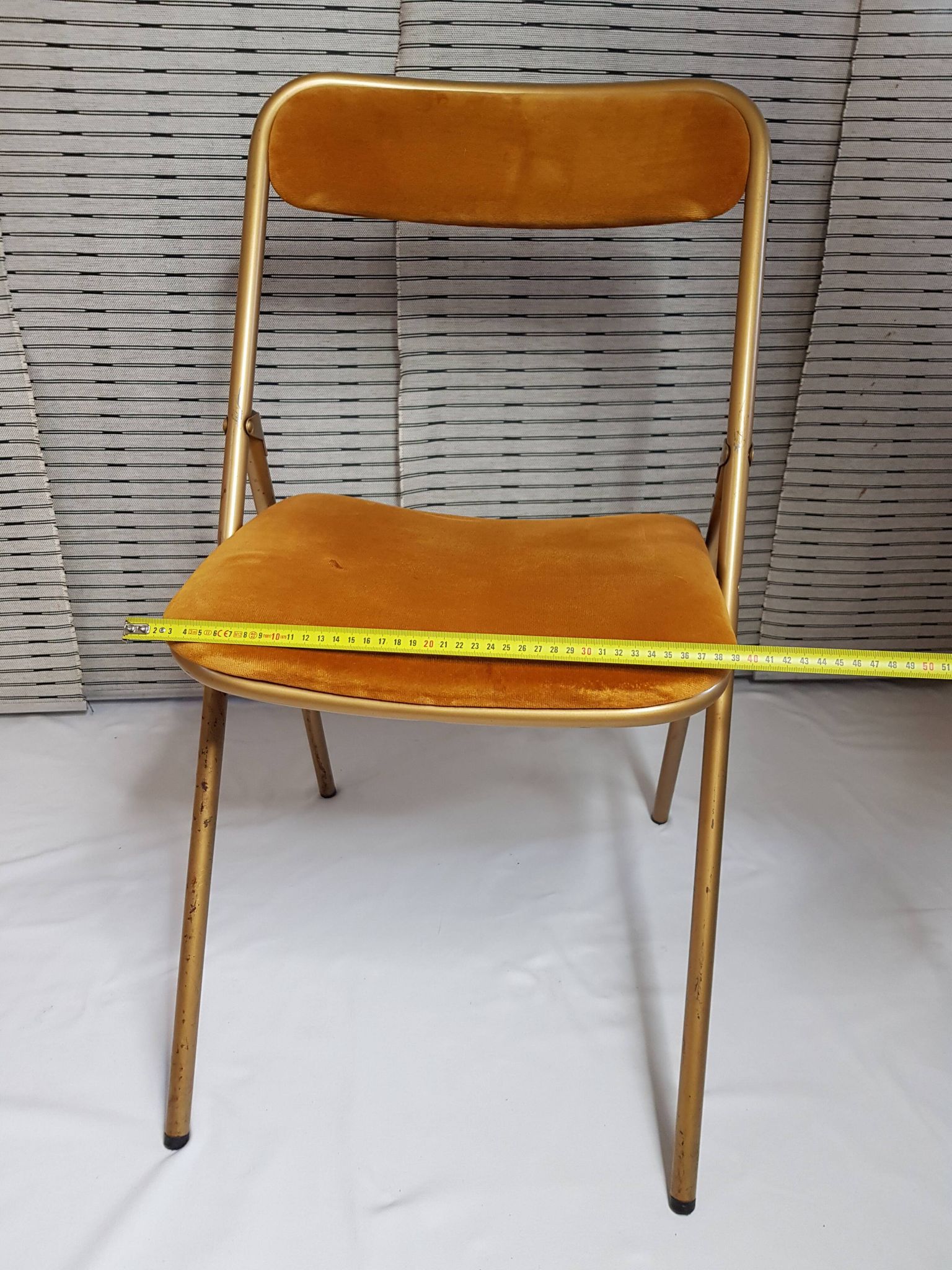 Set of 6 Souvignet conference chairs, vintage, in saffron velvet