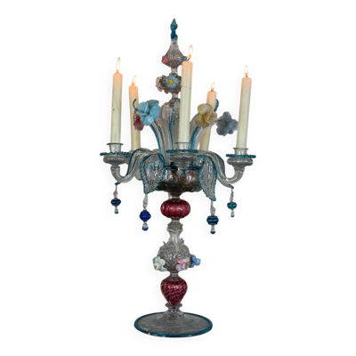 Girandole vénitienne en verre de Murano multicolore, XIXème siècle