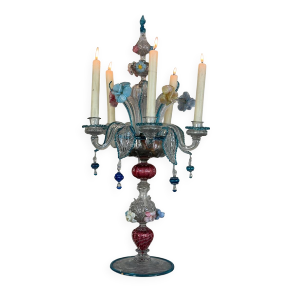 Girandole vénitienne en verre de Murano multicolore, XIXème siècle — Beyit