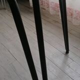 Ensemble vintage en formica jaune : table + 4 chaises+ 1 tabouret 1960/70