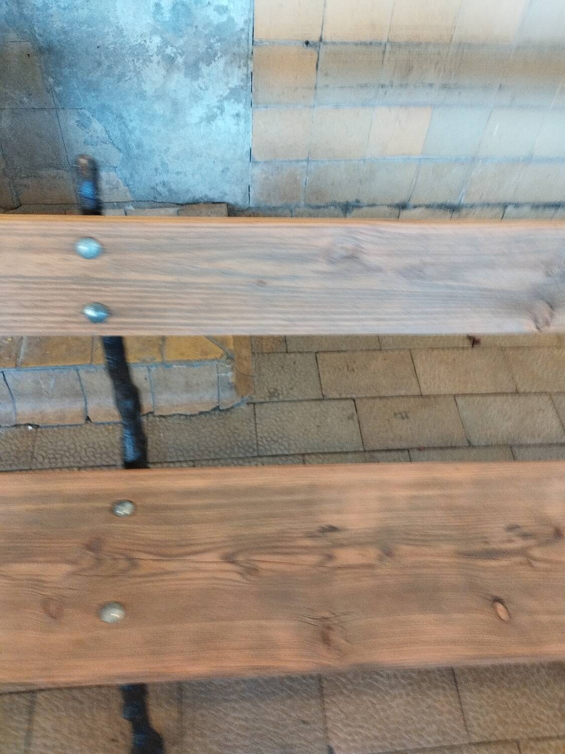 Antique garden bench with cast iron legs