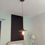 Industrial hanging lamp in green enamelled sheet metal