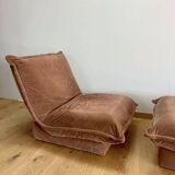 Vintage armchair and ottoman, brown velvet, Switzerland 1960