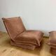 Vintage armchair and ottoman, brown velvet, Switzerland 1960