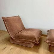 Vintage armchair and ottoman, brown velvet, Switzerland 1960