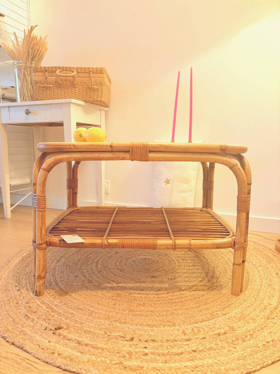 Vintage rattan coffee table