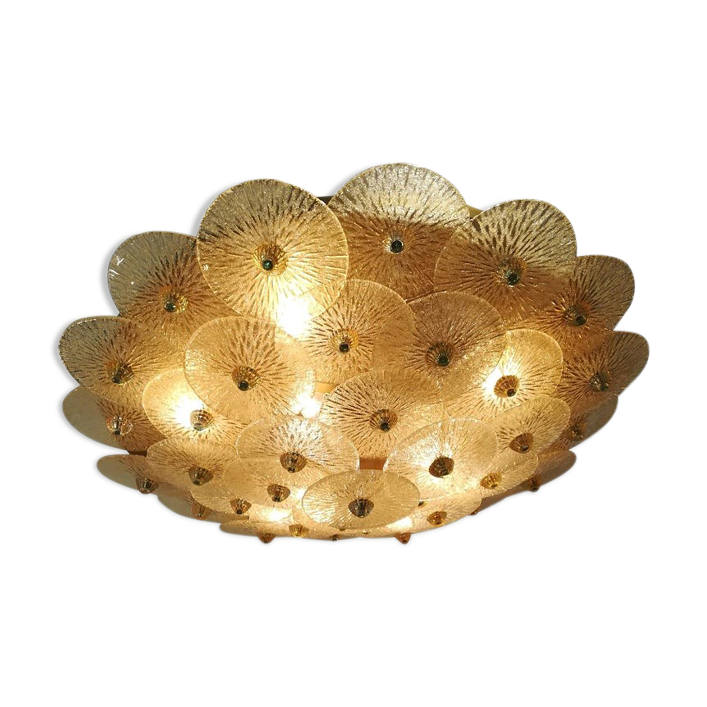 Large Murano gold glass disc ceiling light