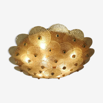 Plafonnier disques en verre de Murano gold grand modèle