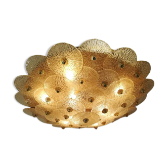 Large Murano gold glass disc ceiling light