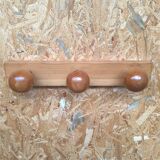Swedish pine wall coat rack 1970