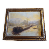 Oil on Canvas 19th Yvonac Annurey R "Barge"