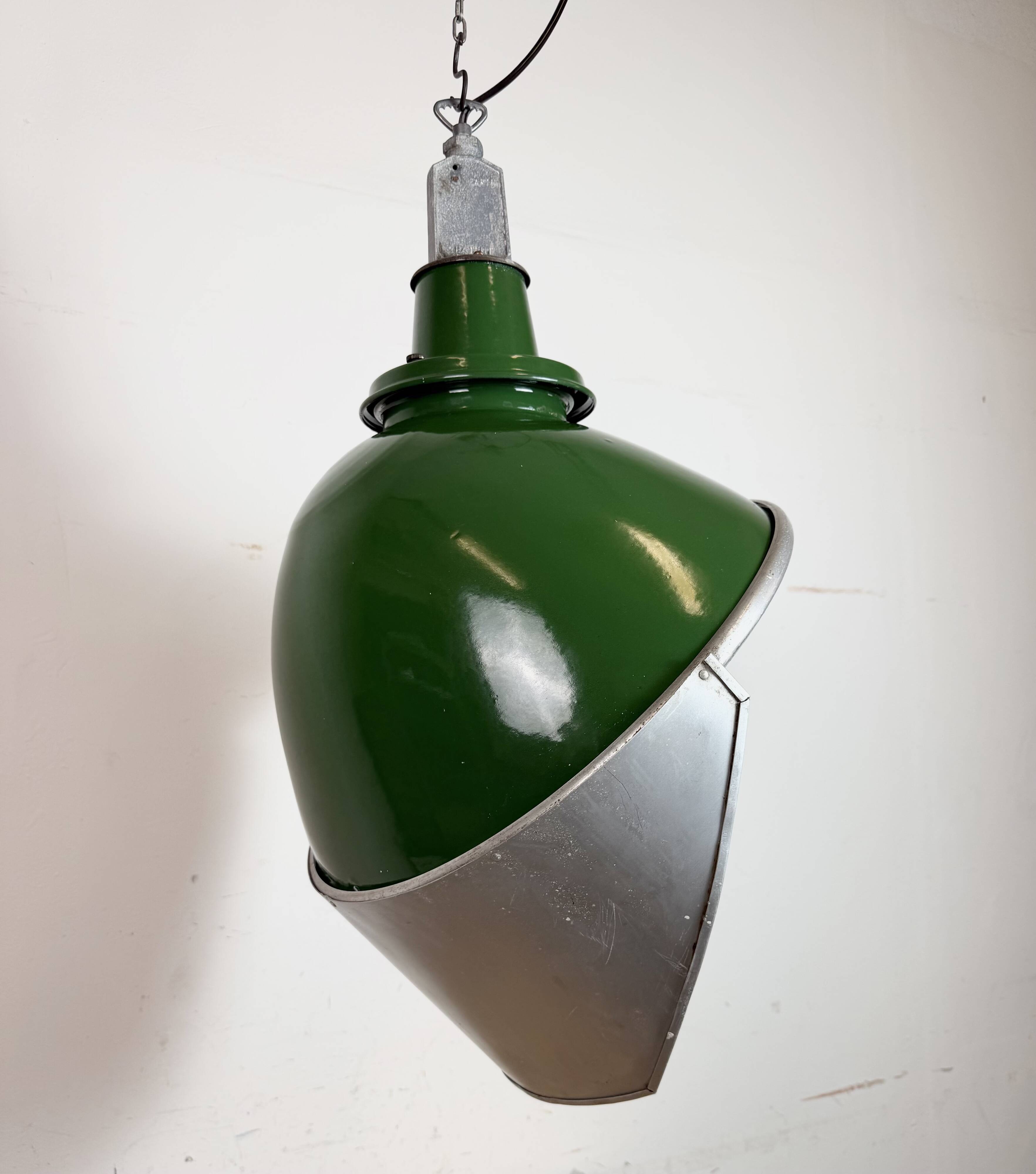 Large Industrial Green Enamel Factory Pendant Lamp from Benjamin, 1960s